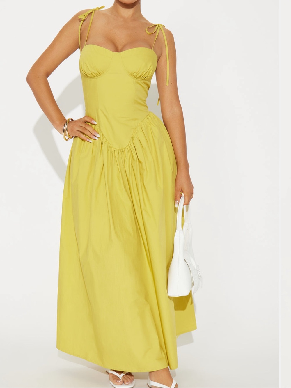 Corset Poplin Midi Dress